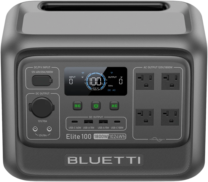 Front view of the BLUETTI Elite 100 V2 portable power station